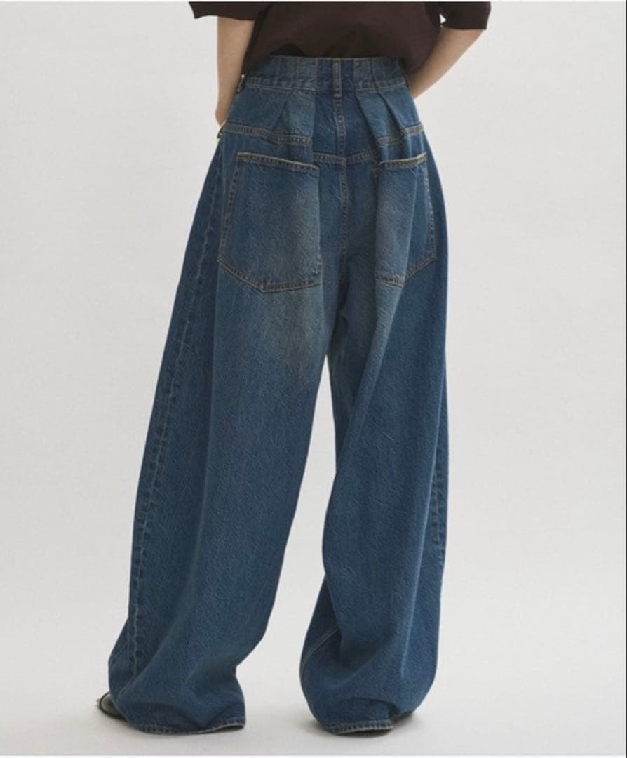 アダムエロペ【サステナブル】バックタックワイドデニム