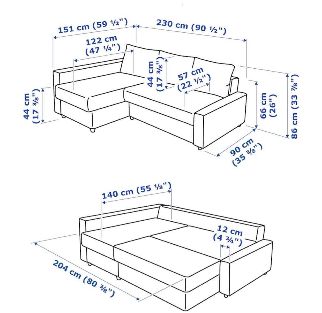 手渡しのみ IKEA フリーヘーテン コーナーソファーベッド　収納付き