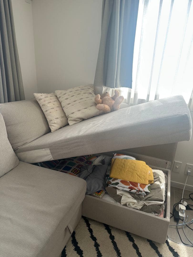 手渡しのみ IKEA フリーヘーテン コーナーソファーベッド　収納付き