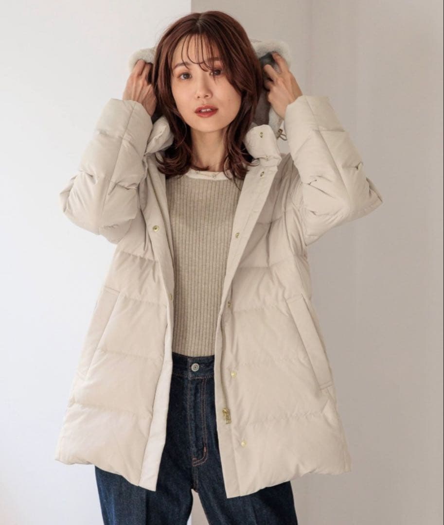 美品♪ GLOBAL WORK ⭐︎ ウツクシルエット撥水ダウンコート グレージュ