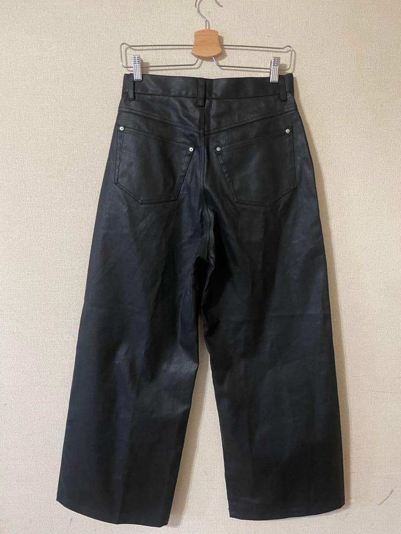 【CS】coated wide denim pants (black)