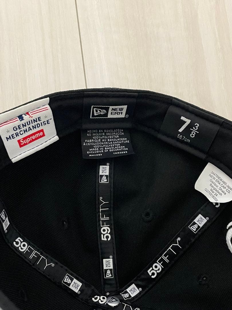 シュプリーム　ニューエラ　ホワイトソックス　ブラック　7 3/8 黒