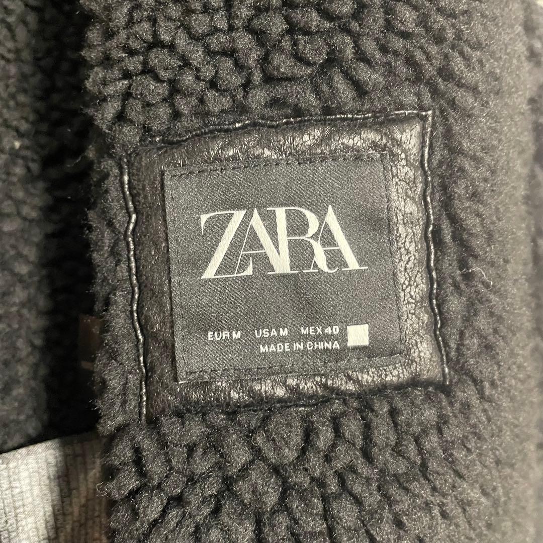 健介 ZARA フェイクムートン フェイクファーダブルライダースジャケット