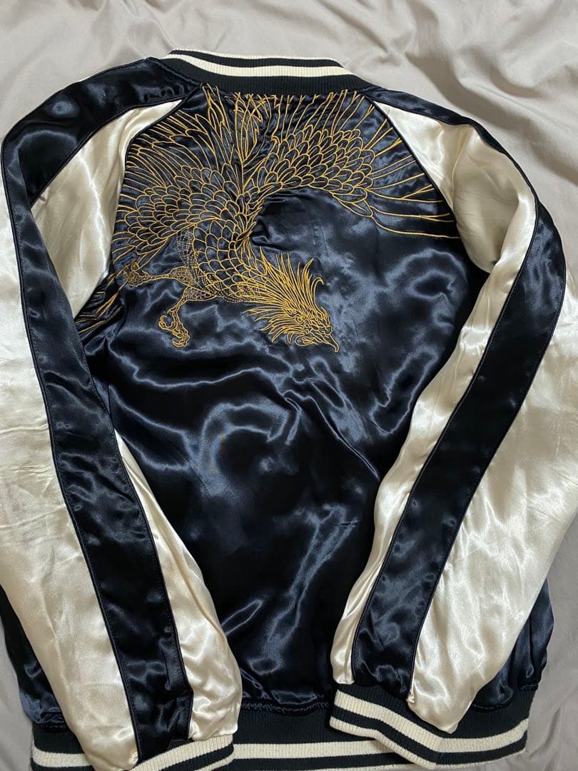 絡繰魂 美品 スカジャン ２面用 日本限定 虎蛇龍 レーヨン unisex