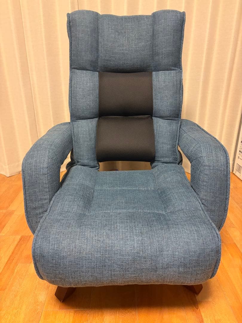 腰の神様がくれた中座椅子 明光ホームテック 座椅子生活 リクライニング ブルー