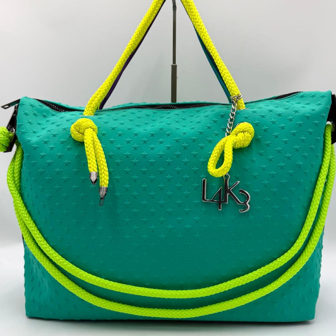 【美品】L4K3 ボストンバッグ クイーンレーク ネオプレン 2way グリーン