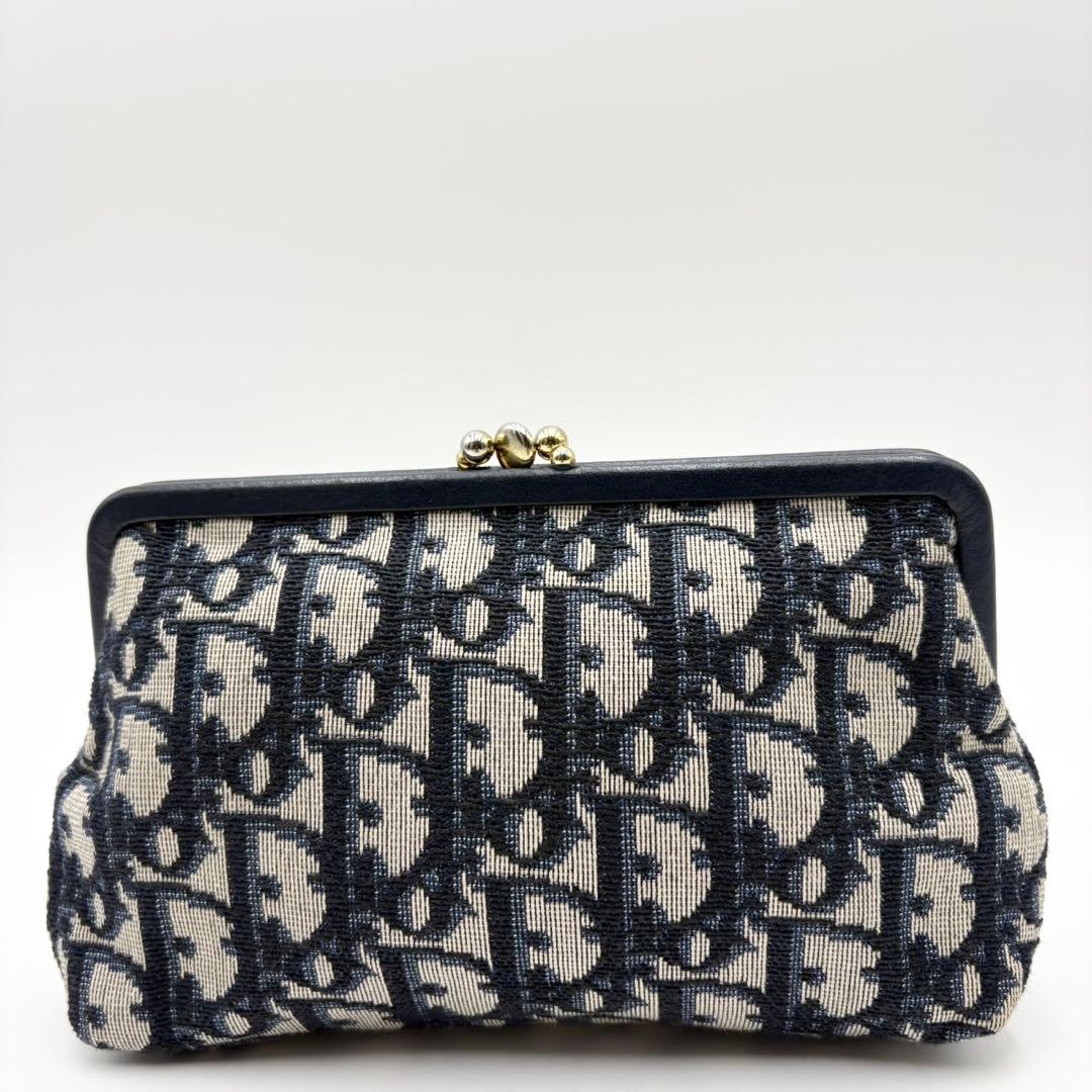 ✨極美品✨クリスチャンディオール　ポーチ　がま口　トロッター　小物入れ　ネイビー