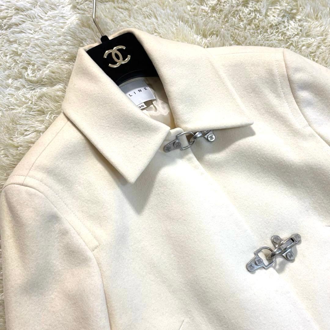 CELINE セリーヌ　カシミヤ混 ダッフルコート　トリオンフ オフホワイト