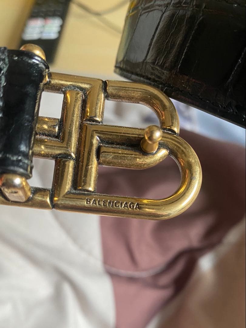 ヌ*コ様 BALENCIAGA / バレンシアガ クロコ型押し ブラック ベルト