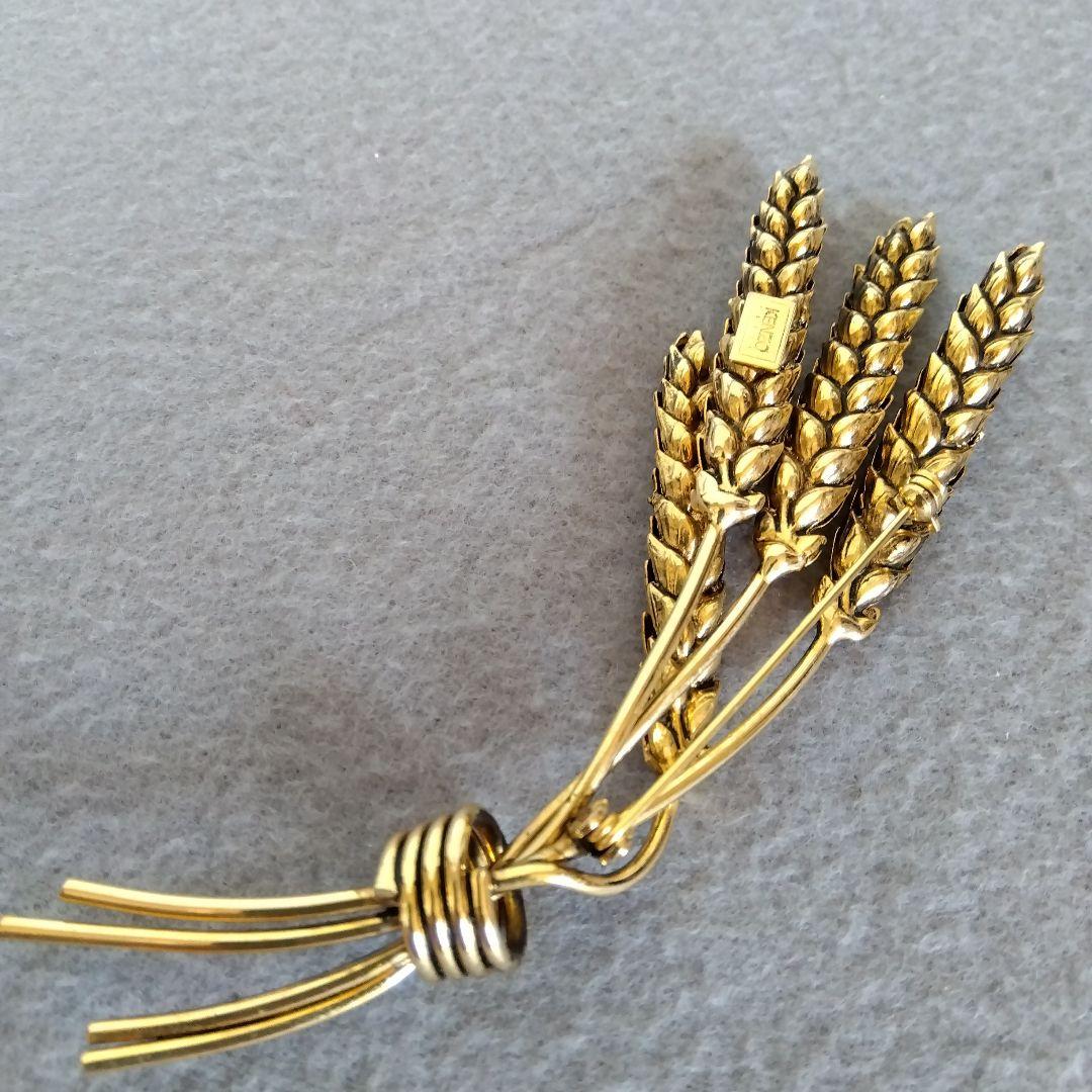 【未使用】KENZO　小麦の穂 ４本のブローチ ゴールド