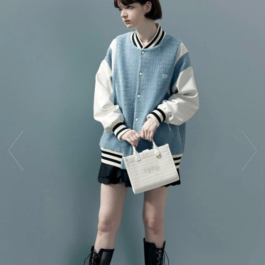 furfur ツイードスタジャン　水色