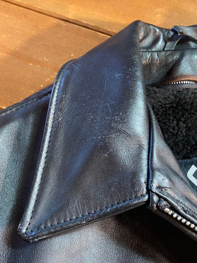 90's Schott 642 襟付きシングルライダースジャケット　size38