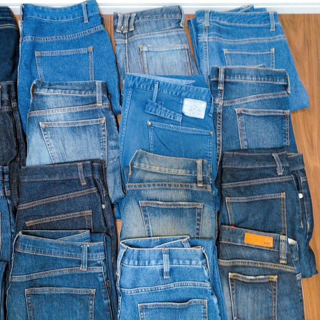 デニムパンツ まとめ売り40本 リメイク素材 ハンドメイド リペア生地 はぎれ