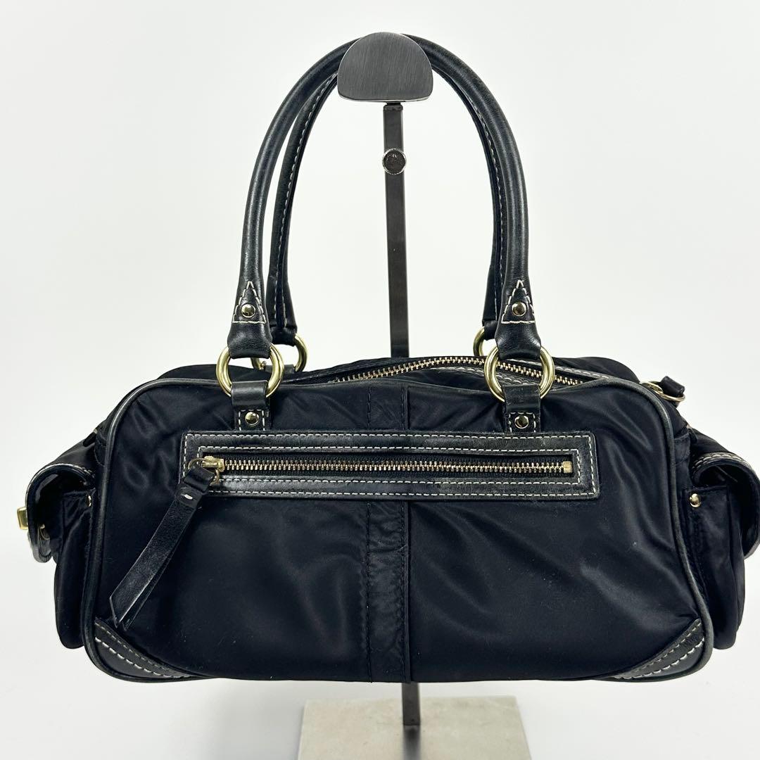 COACH 4452 ターンロック ナイロンレザー ミニボストンバッグ 黒