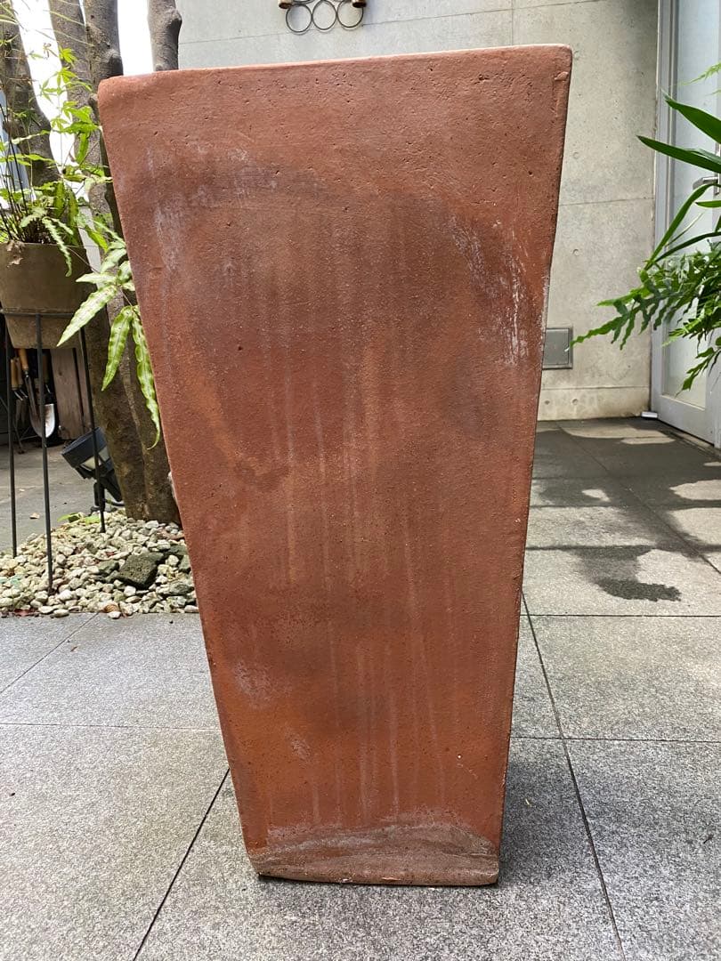 テラコッタ角大型植木鉢　受け皿付き