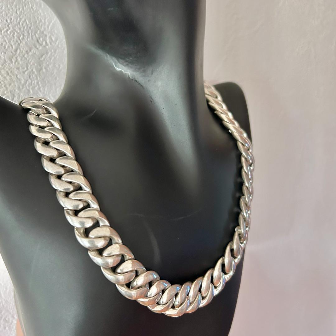 極太　ヴィンテージ チェーン ネックレス シルバー925 刻印あり