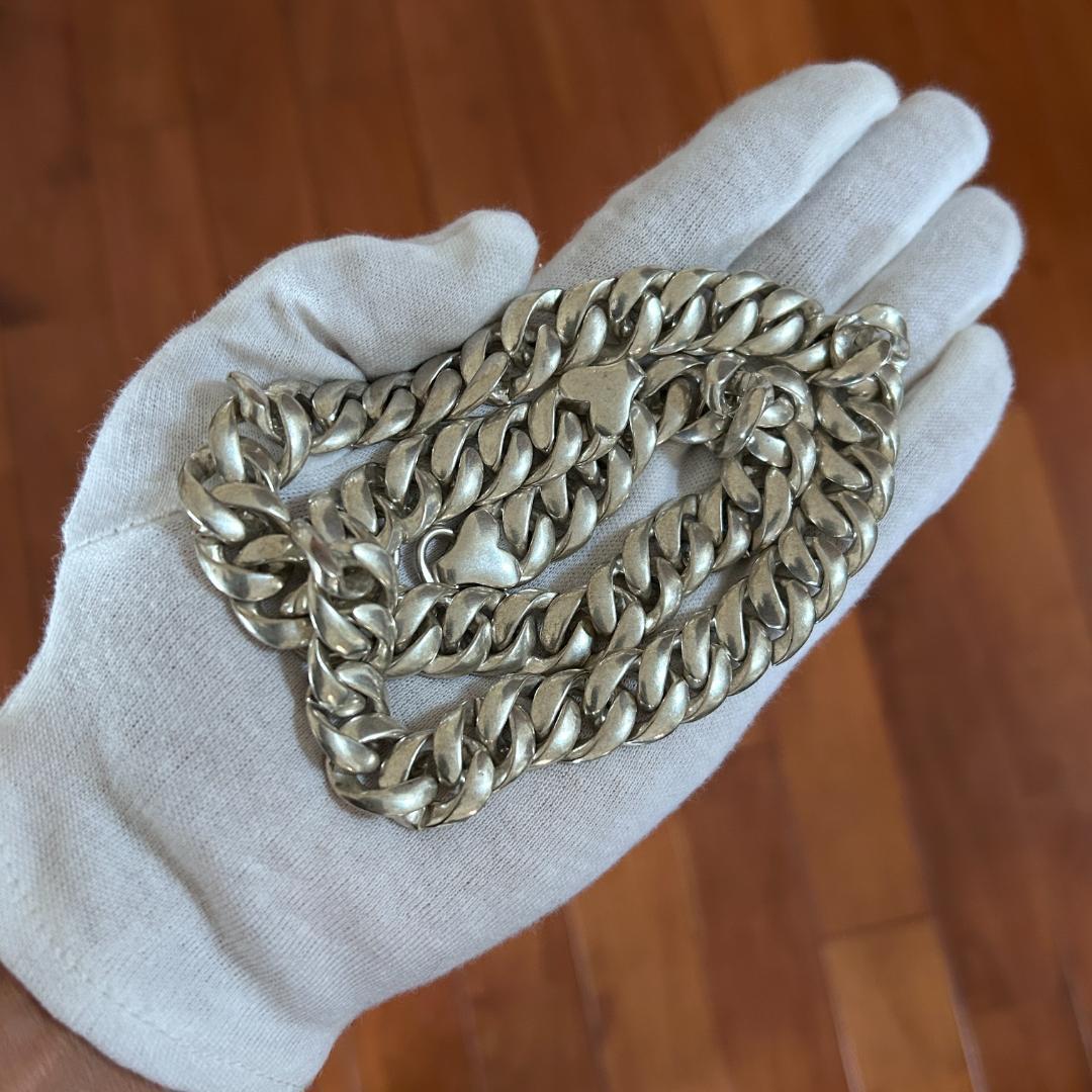 極太　ヴィンテージ チェーン ネックレス シルバー925 刻印あり