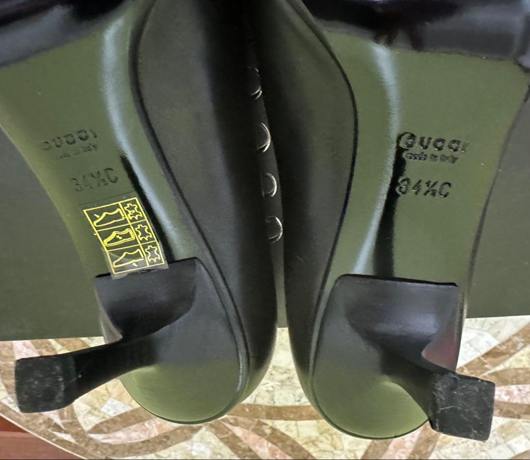 グッチ GUCCI パンプス ハイヒール ポインテッドトゥ ホースビット レザー