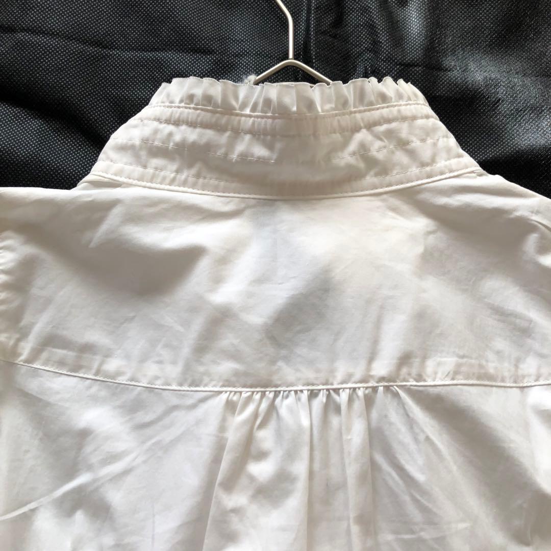 美品✨バーバリー【36】ピンタックフリルブラウス　シャツ　ホース刺繍　綿100%