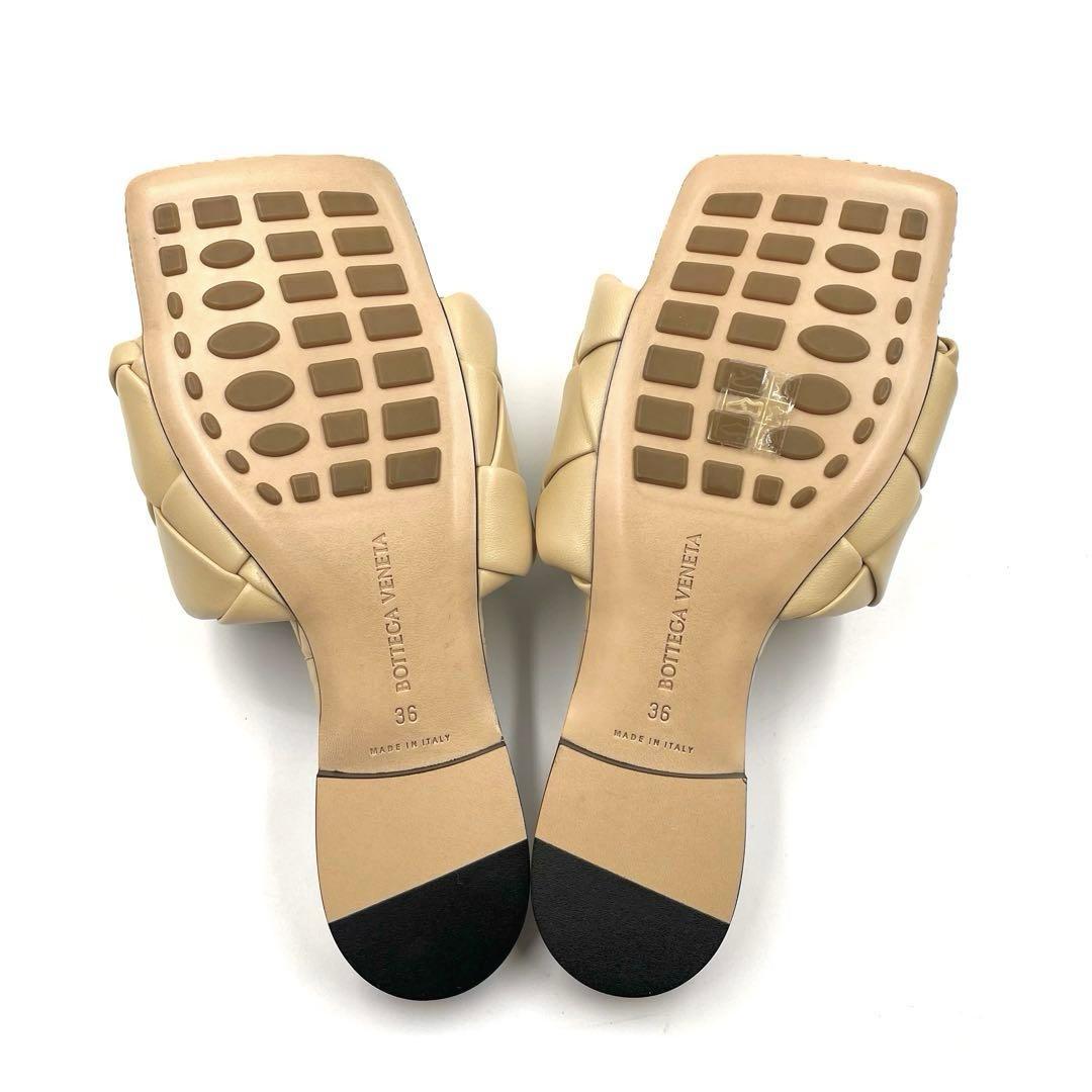 《未使用品》ボッテガヴェネタ サンダル イントレチャート 本革 ベージュ系 36