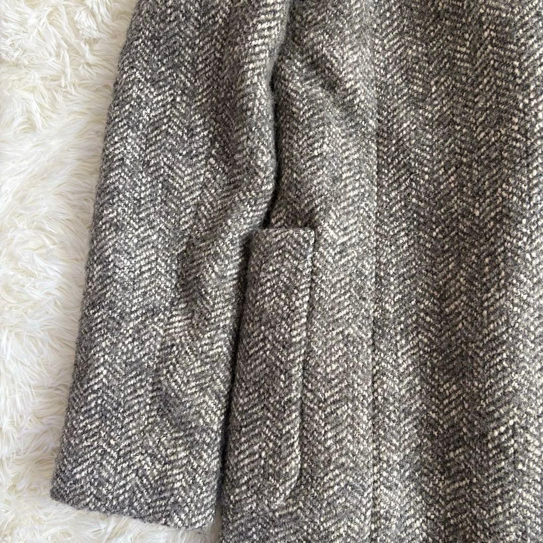 ラルフローレン　LAUREN ヘリンボーン柄 フード　コート　Lサイズ