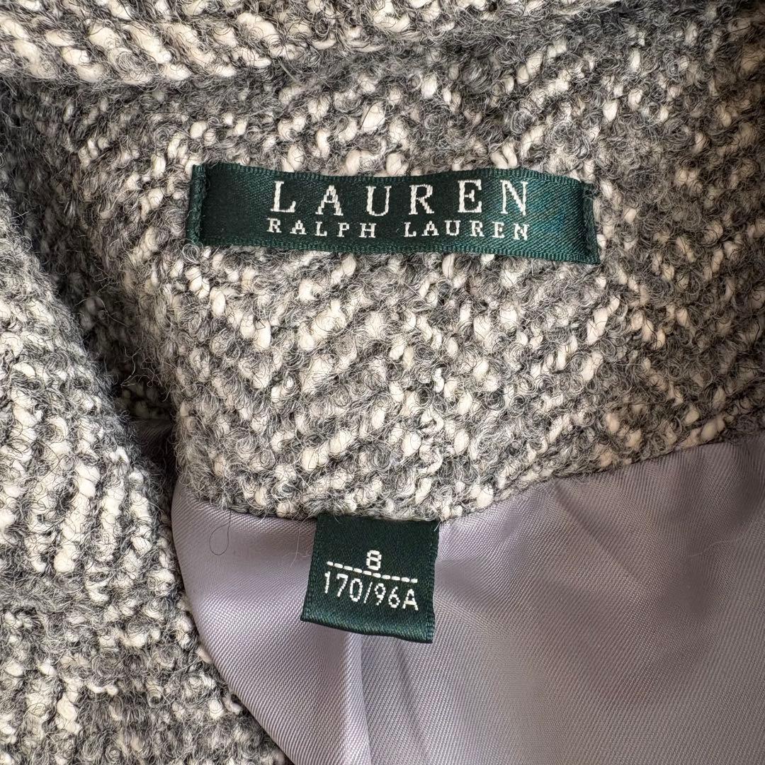 ラルフローレン　LAUREN ヘリンボーン柄 フード　コート　Lサイズ