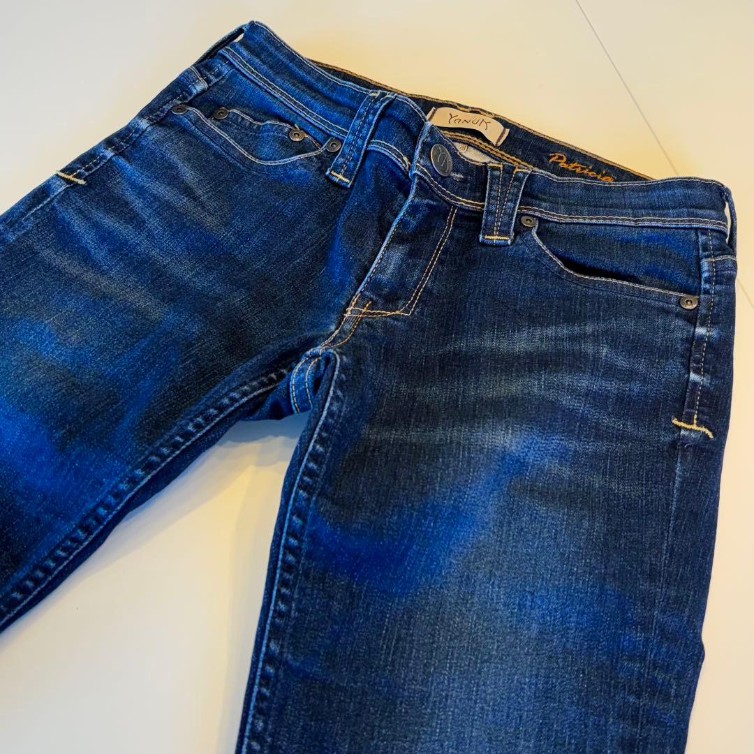 美品☆YANUK ヤヌーク デニム　パトリシア　裏起毛　スリム　ブルー　送料無料