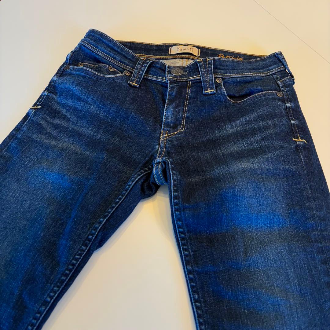美品☆YANUK ヤヌーク デニム　パトリシア　裏起毛　スリム　ブルー　送料無料