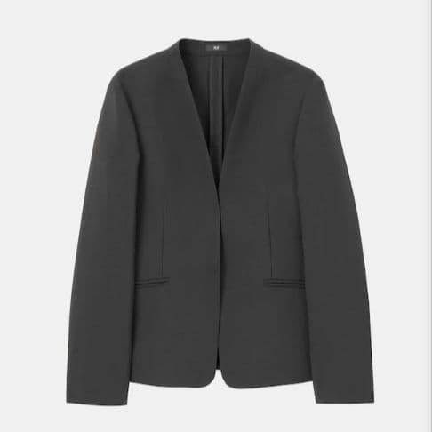 美品 PLST 洗濯可 ノーカラージャケット パンツ セットアップ スーツ 黒