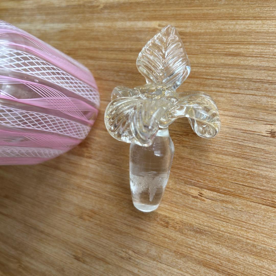 【ベネチアングラス】ムラーノ　レース柄　置物