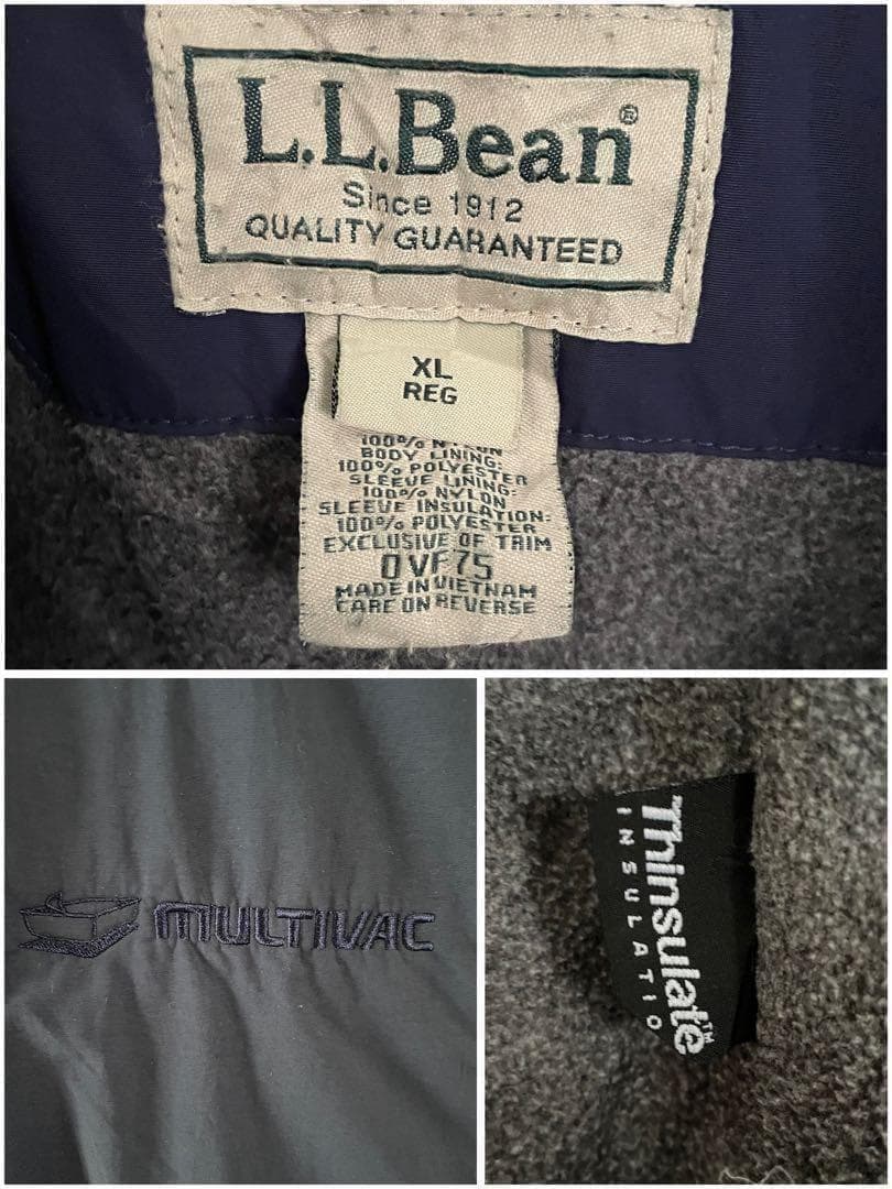 エルエルビーン ウォームアップジャケット 刺繍ロゴ 企業 シンサレート 紺 XL