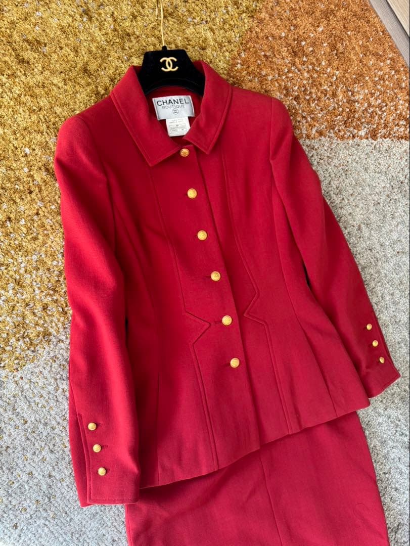 【未使用】CHANEL 96A ココボタン ヴィンテージ ウール セットアップ