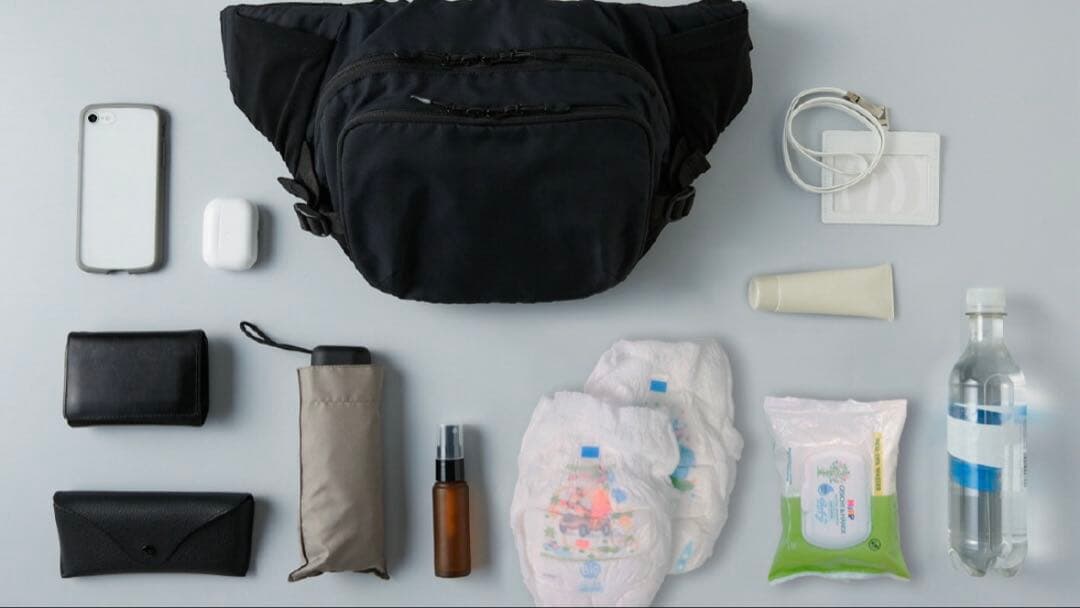 使用1回のみ！ポルバンモア 抱っこ紐 ヒップシート ボディバッグ スリング 黒