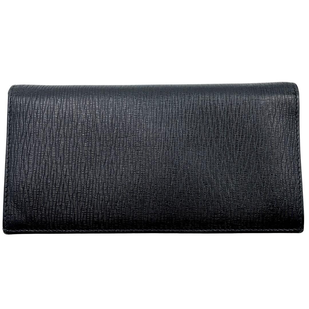 【極上美品】フェラガモ ダブルガンチーニ 金具 レザー 本革 ブラック 長財布