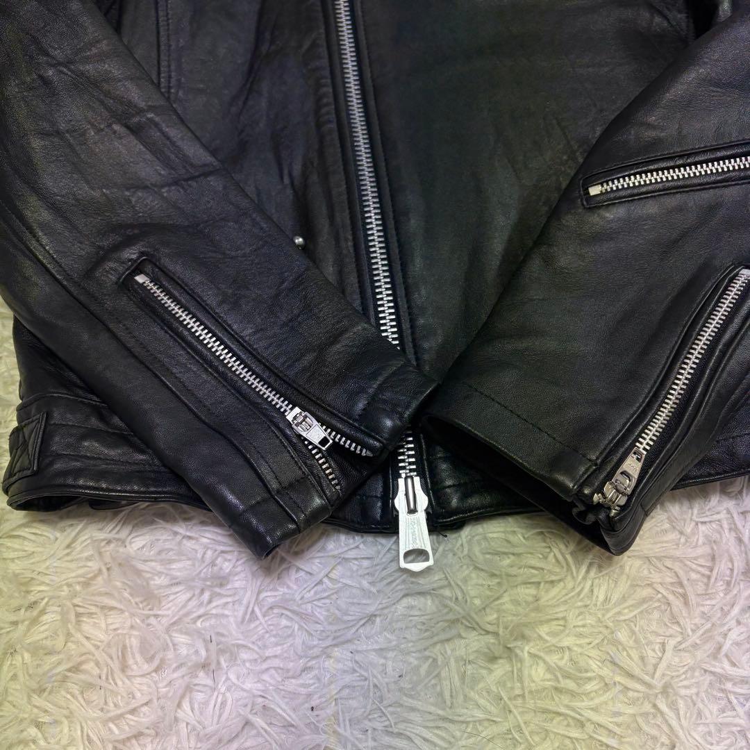 【美品】ジャックローズ ダブルライダースジャケット 羊革 レザー 黒 4