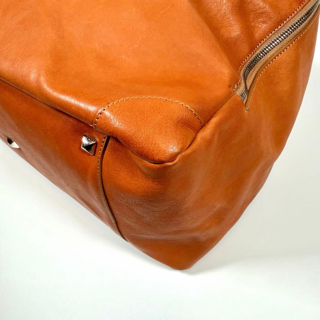 【美品】ゴールデングース　ボストンバッグ　エキパージュ　オールレザー　キャメル