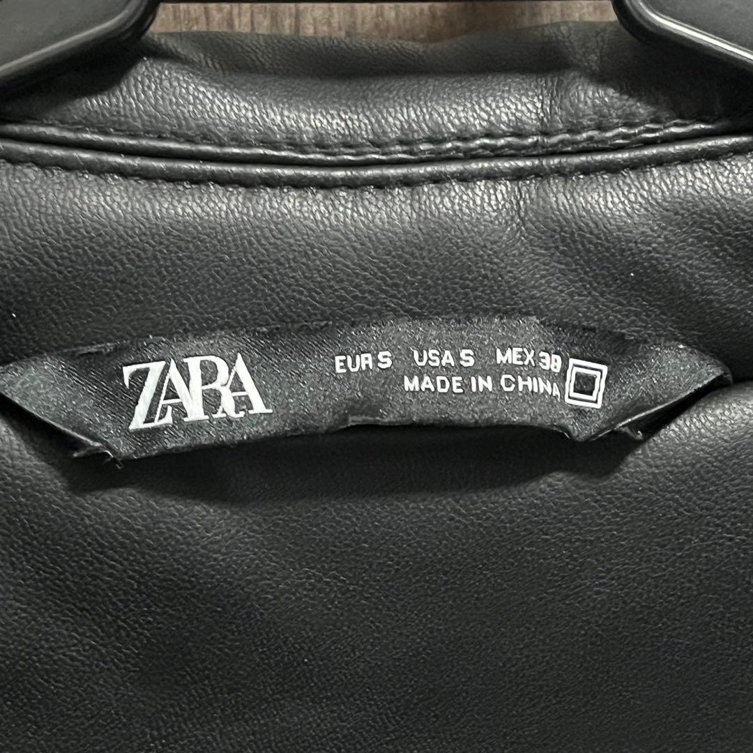 ZARA フェイクレザーボンバージャケット ブラック S