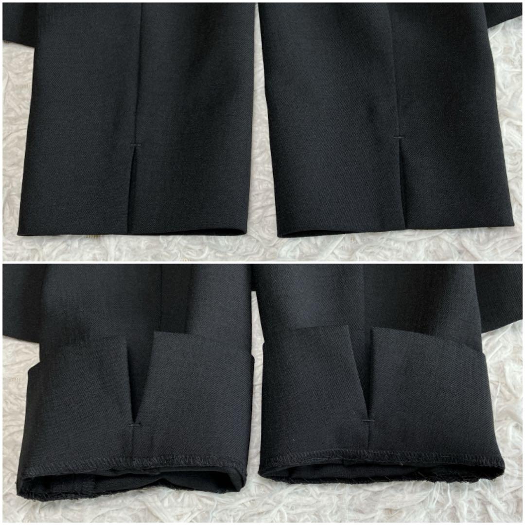 極美品 INDIVI 洗える ノーカラージャケット パンツスーツ ブラック 40