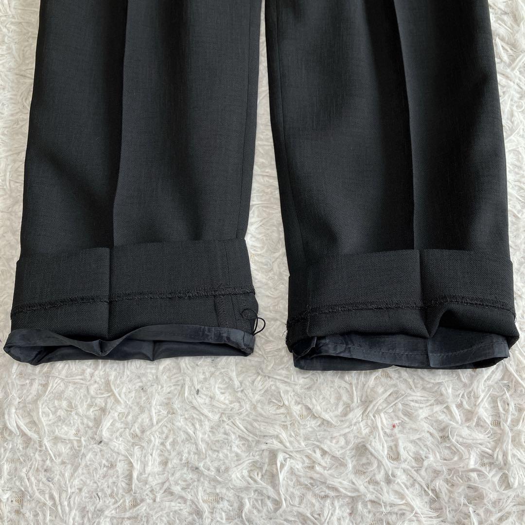 極美品 INDIVI 洗える ノーカラージャケット パンツスーツ ブラック 40