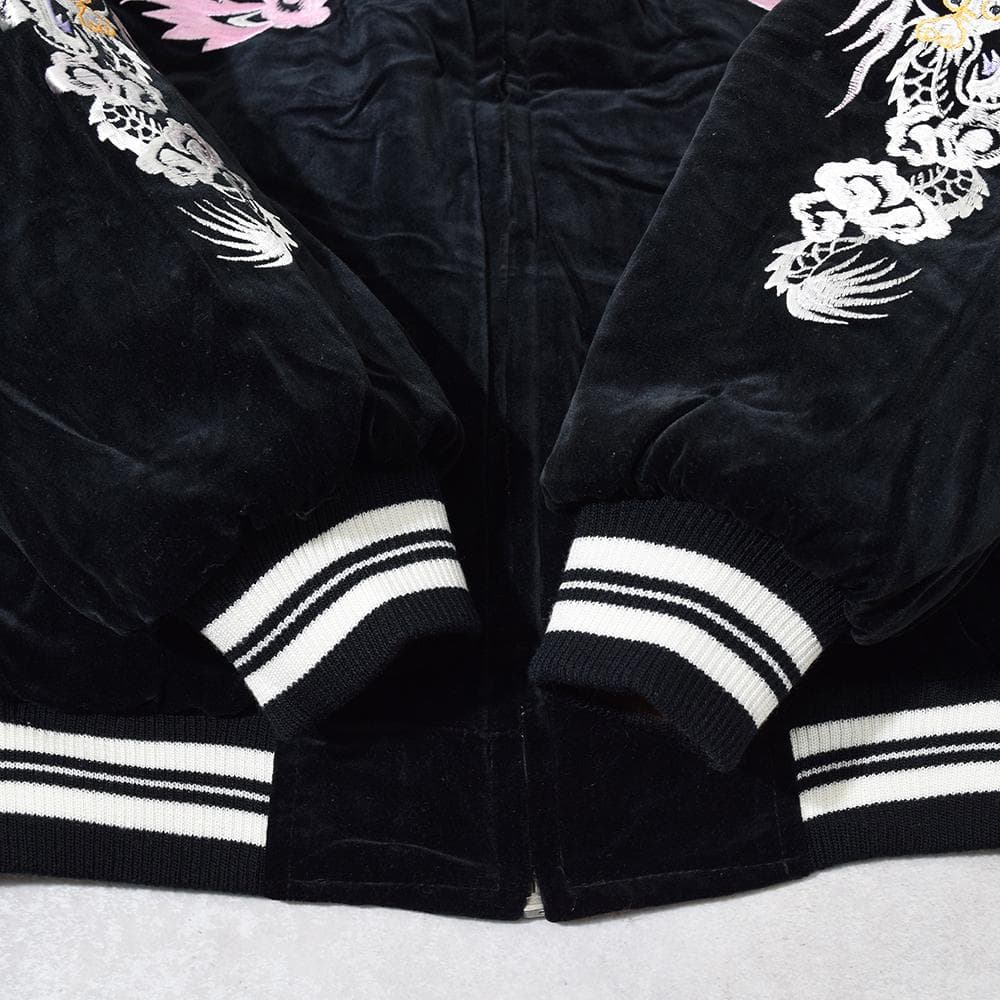 希少 Humber 別珍 刺繍 リバーシブル スカジャン スーベニア M 黒