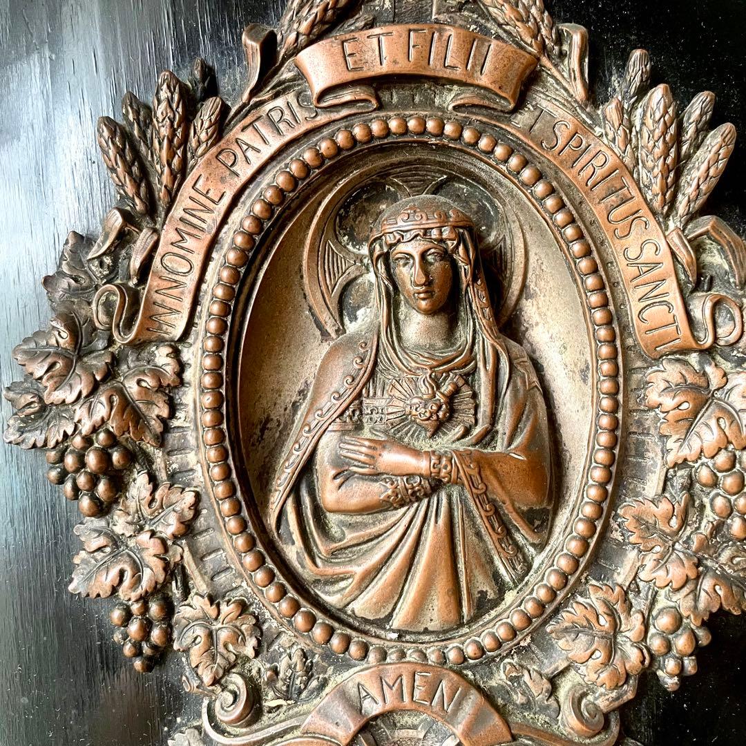 聖母マリア聖水盤　ベネティエ　レリーフ　ナポレオン三世様式フランスアンティーク