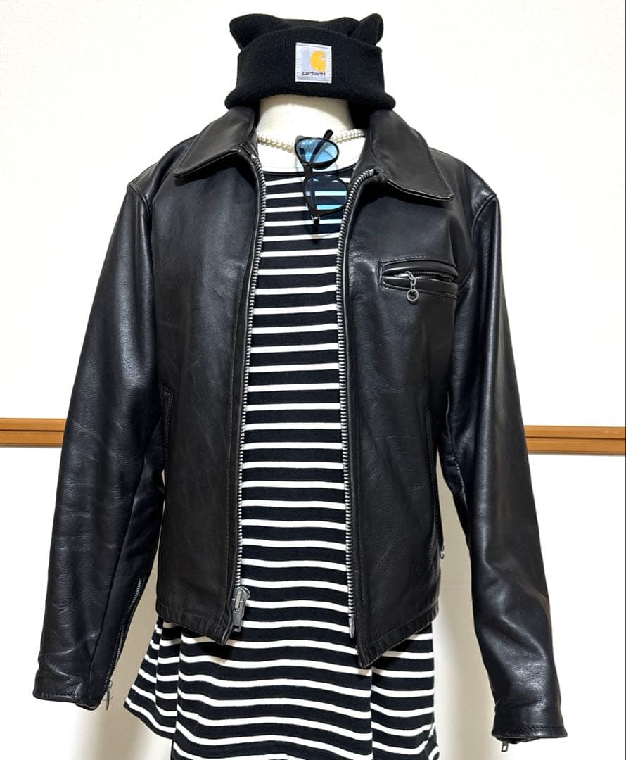 美品✨schott 642 レザージャケット　シングルライダース　牛革　38 黒