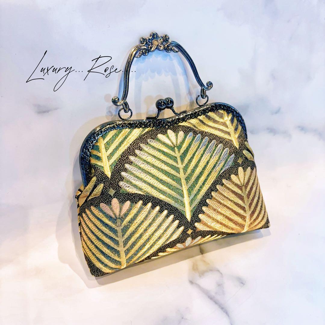 大松♡粋で可愛くカッコよく！お洒落新品西陣織帯地で人気のキリッとブラック帯バッグ