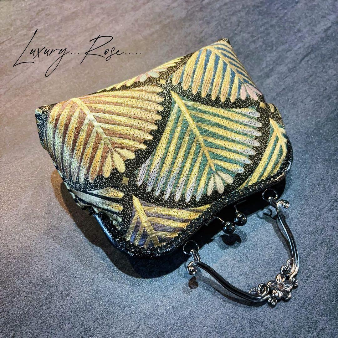 大松♡粋で可愛くカッコよく！お洒落新品西陣織帯地で人気のキリッとブラック帯バッグ