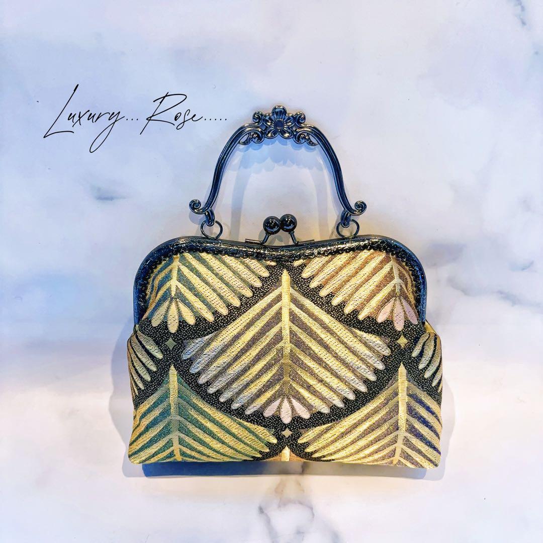 大松♡粋で可愛くカッコよく！お洒落新品西陣織帯地で人気のキリッとブラック帯バッグ