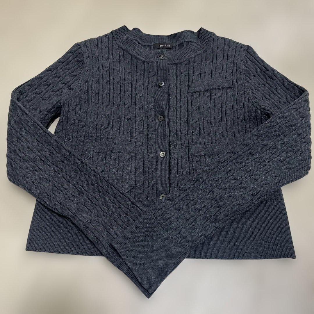 anuans リトルケーブルニットカーデガン