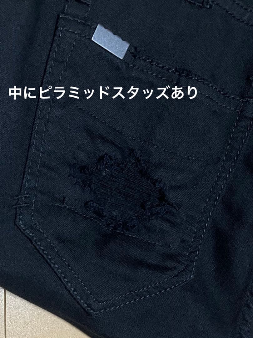 専用品 00s CIVARIZE スタッズ ダメージ ジップ スキニーデニム 黒