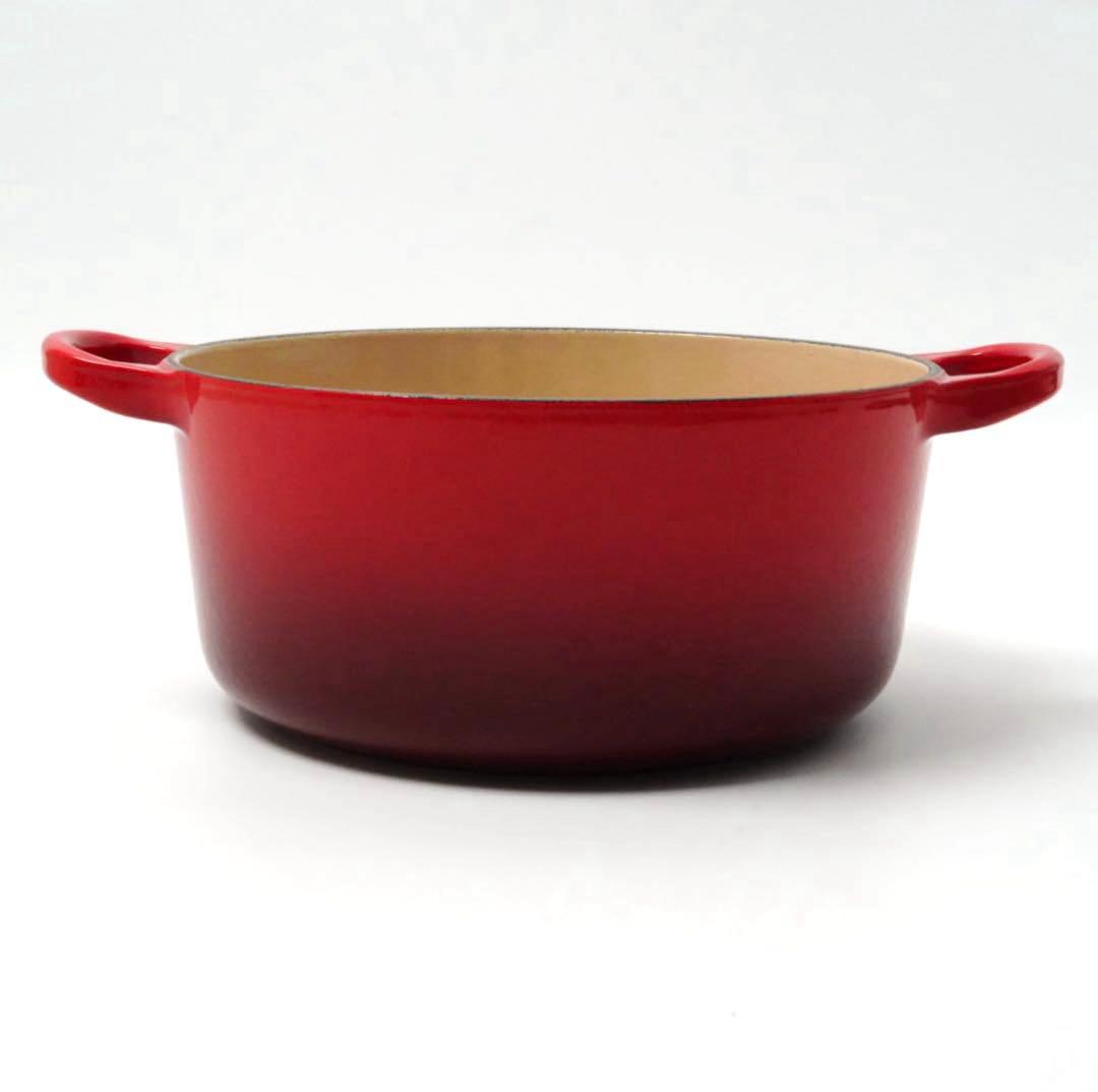 【美品】LE CREUSET　ココット ロンド チェリーレッド　18cm