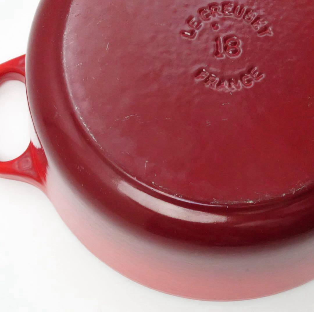 【美品】LE CREUSET　ココット ロンド チェリーレッド　18cm