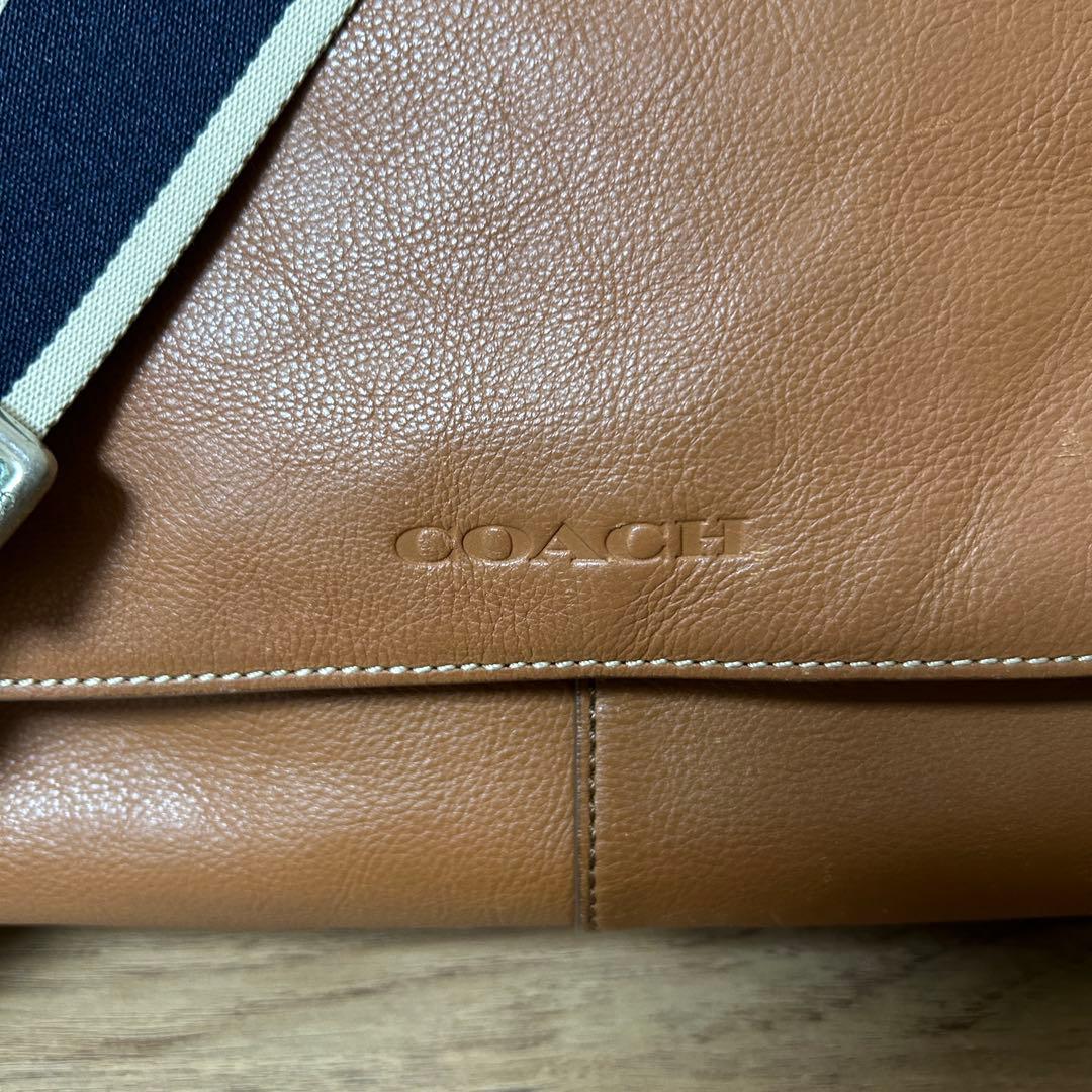 【美品】コーチ ショルダーバッグ ヘリテージ メッセンジャー ブラウン レザー